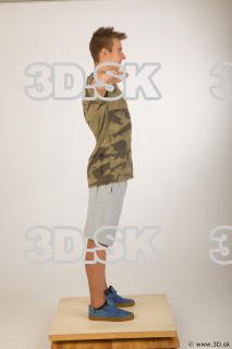 Whole body army tshirt light gray shorts modeling t pose…